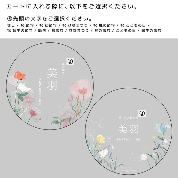 アクリル名前札【Botanical Flower】おひなさま 命名書 ひなまつり お雛様 かわいい インスタ おしゃれ 5枚目の画像