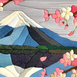 塩沢織木目込みパッチワーク 桜と逆さ富士 3枚目の画像