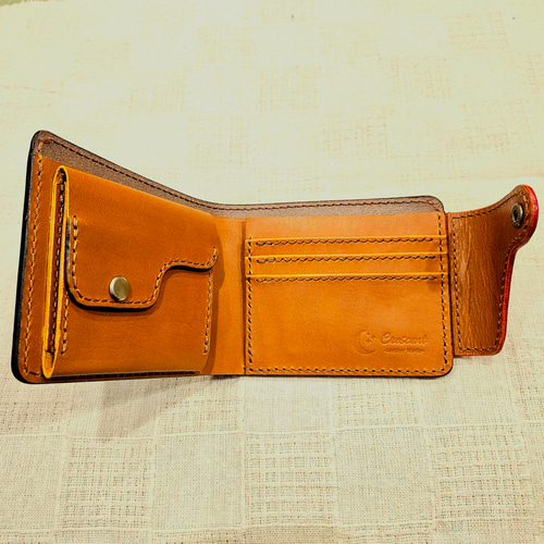 財布　本革　二つ折り　ハンドメイド ハンドメイドの二つ折り財布 | ハンドメイド革小物のDuram Online Shop