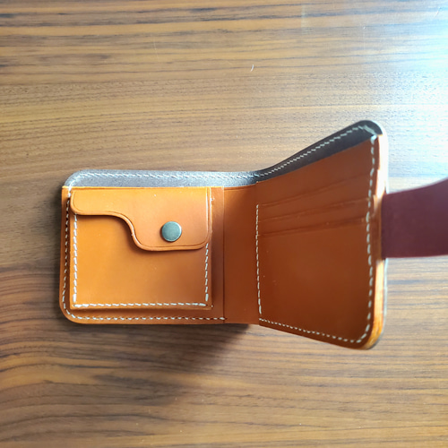 二つ折り財布　レザー　本革　ハンドメイド　手縫い　男女兼用 楽天市場】ヌメ革 オーダーメイド 革財布 ショートウォレット