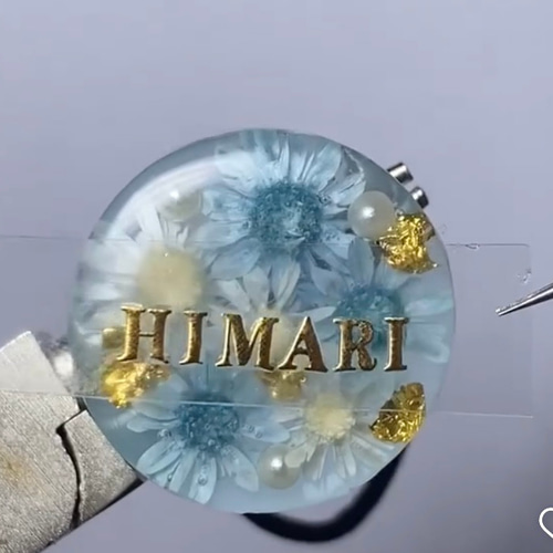 黄色の花束ヘアゴム レジン 名入れ、イニシャル入れ可能（全4色