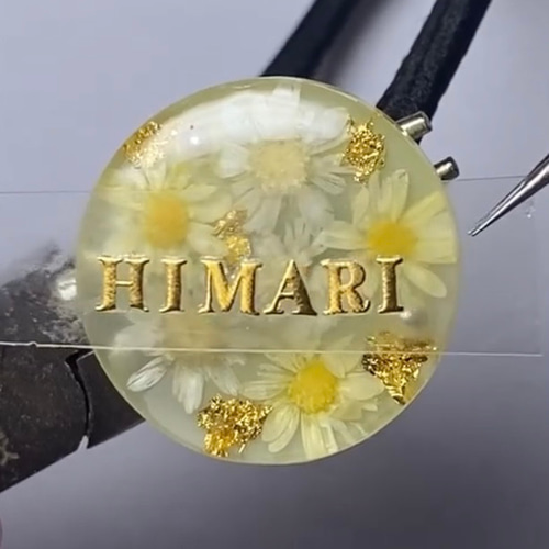 黄色の花束ヘアゴム レジン 名入れ、イニシャル入れ可能（全4色