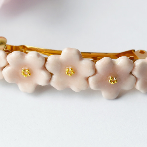 シー陶器のバレッタ和風桜