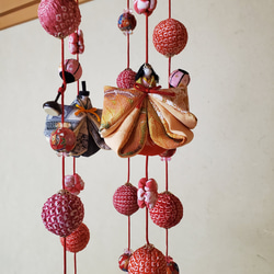 小さなお雛さま5本吊るし飾り、桃の節句、ひな祭り、吊るし飾り(Creem限定）1点限定 4枚目の画像