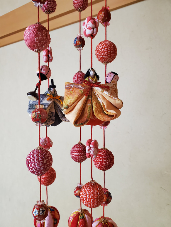 小さなお雛さま5本吊るし飾り、桃の節句、ひな祭り、吊るし飾り(Creem限定）1点限定 4枚目の画像