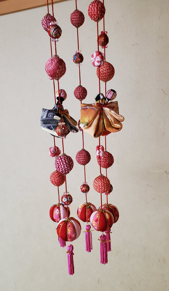 小さなお雛さま5本吊るし飾り、桃の節句、ひな祭り、吊るし飾り(Creem限定）1点限定 6枚目の画像