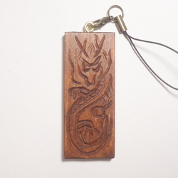 木彫レリーフ 『 龍 2 』 キーホルダー　ハンドメイド　檜 1枚目の画像
