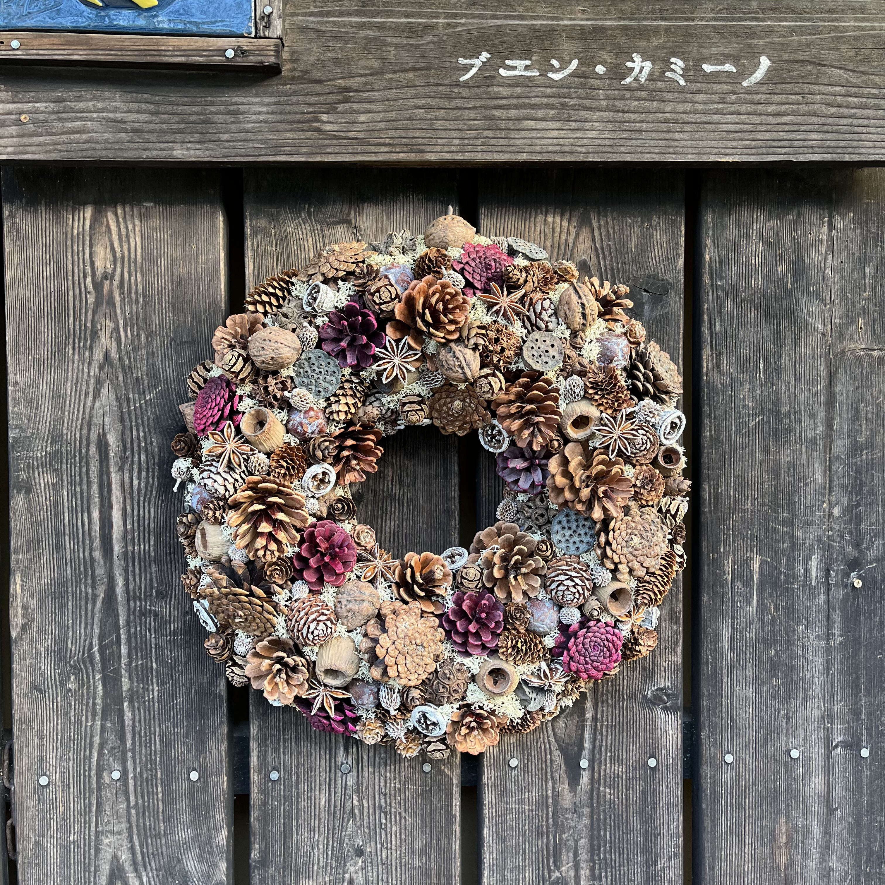 【送料込】いろんな松笠を使ったシックなリース オールシーズン飾れます