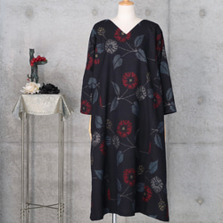 着物リメイク    　紬のワンピース/フリーサイズ　 kimono　 3枚目の画像