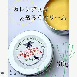 犬の肉球用 安心 畑の天然素材 カレンデュラ蜜蝋クリーム 30g 1枚目の画像