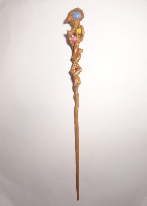 木彫刻 アート 『 魔法の杖 』マジックワンド　オリジナル 木彫刻 アート  芸術 アート ハンドメイド 松 3枚目の画像