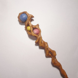 木彫刻 アート 『 魔法の杖 』マジックワンド　オリジナル 木彫刻 アート  芸術 アート ハンドメイド 松 1枚目の画像