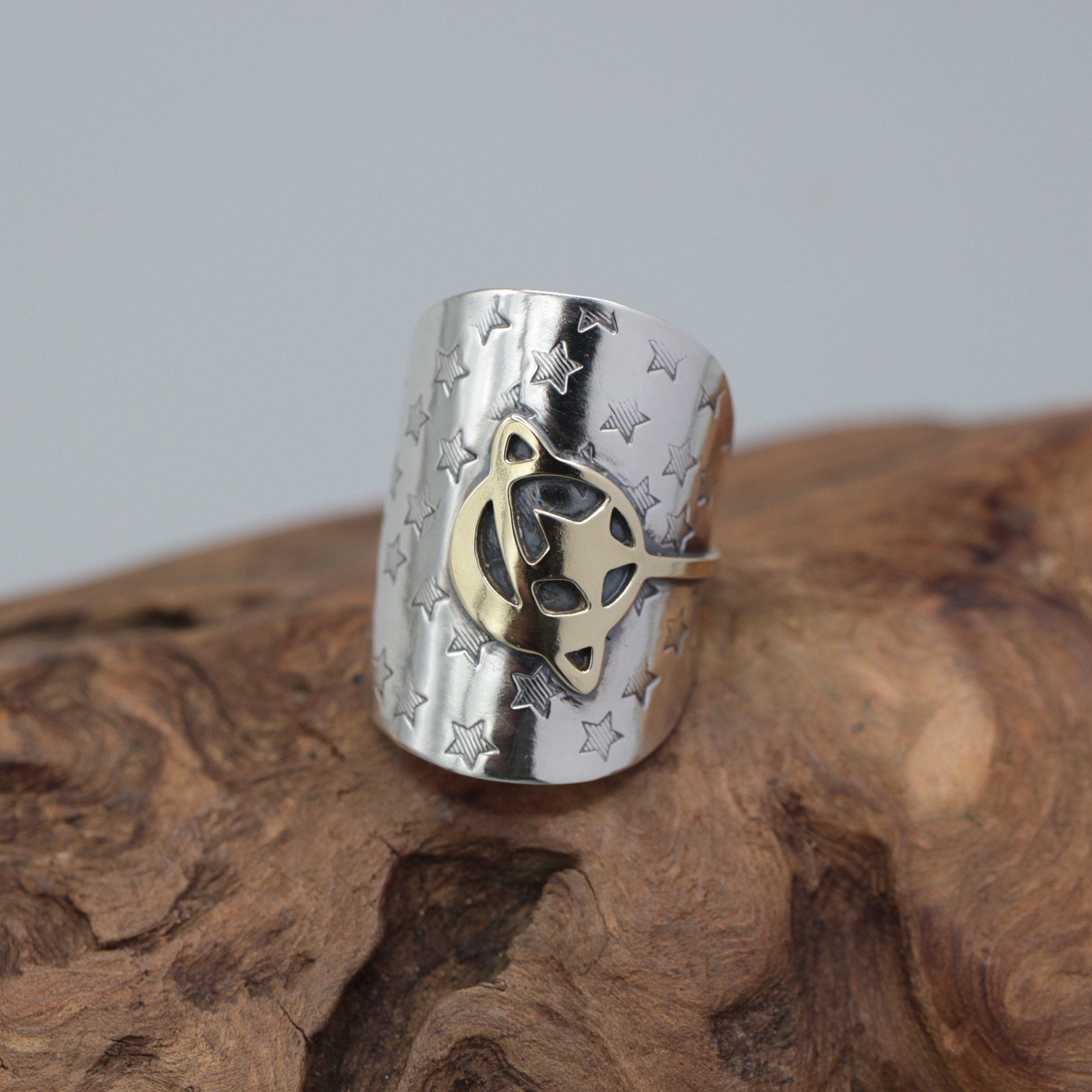 Sweet Saturn｜カフリング｜スプーンリング｜シルバー｜真鍮｜ファンタジー｜可愛い｜宇宙｜土星｜流星｜サターン