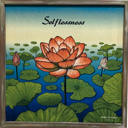 ファブリックパネル　Selflessness（無我）40x40cm　＊ヴィンテージ加工ウッドフレーム付 1枚目の画像