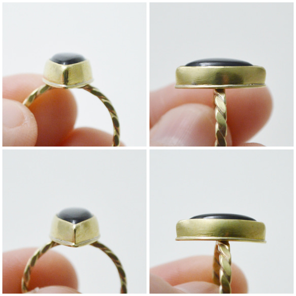 簡單系列-黑碧璽‧黃銅開放戒圍戒指‧Type1 第6張的照片