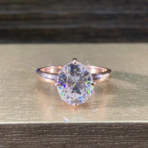 newデザイン】オーバル モアサナイト ダイヤ リング K18PG 指輪  