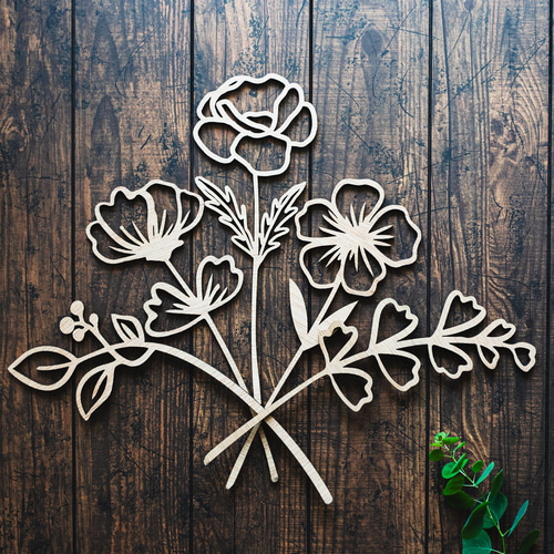 木の花のオブジェ5本セットB スタンド付き レーザーカットで繊細に彫