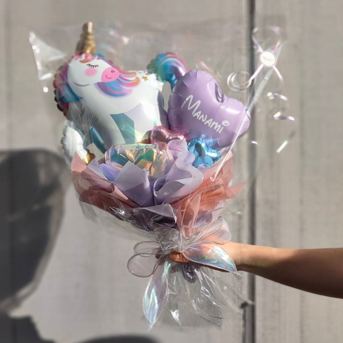 ゆめかわ♡ユニコーンブーケ│手持ちバルーン 花束 結婚式 謝恩会 卒業