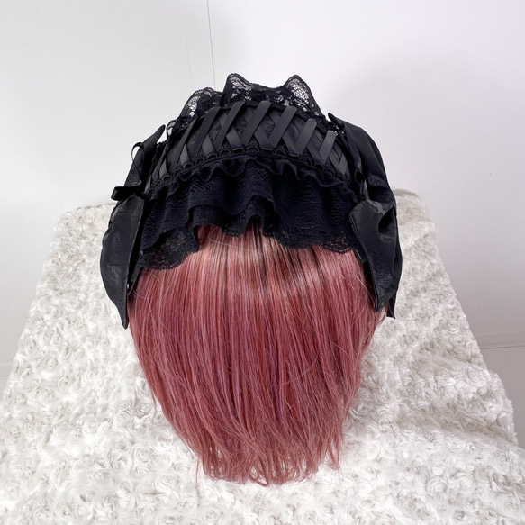 艶傘×オールブラック編み上げヘッドドレス② 6枚目の画像