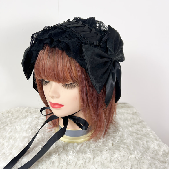 艶傘×オールブラック編み上げヘッドドレス② 2枚目の画像