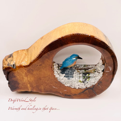 一つ限りの流木アート 水辺のカワセミ ジオラマ 流木 フィギュア 置物 動物 鳥 インテリア レジン 水辺 N20 6枚目の画像