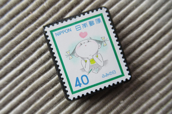 日本　切手ブローチ9296 2枚目の画像