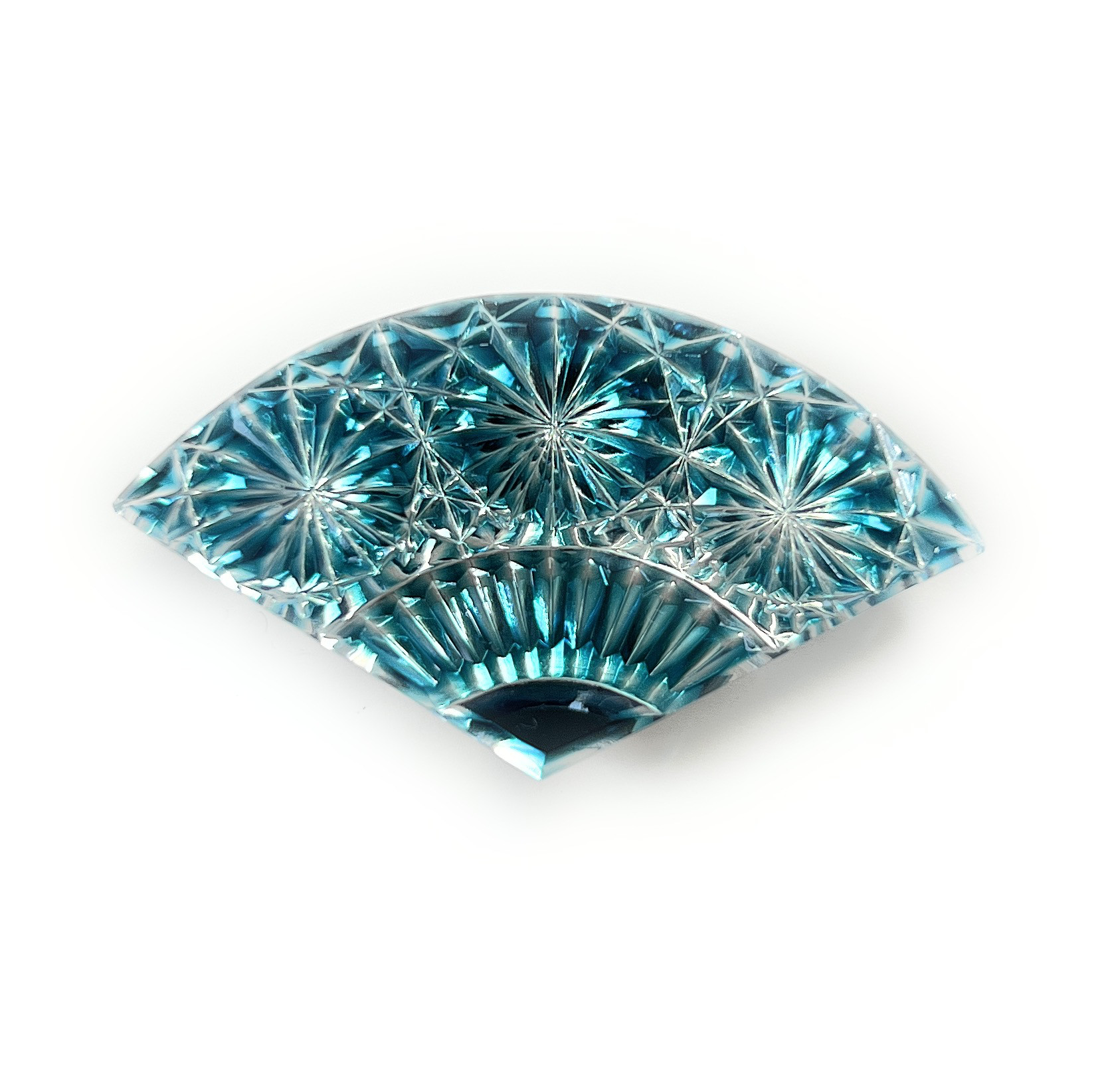 「神を招く縁起物」東京切子帯留め　扇子　菊　ダークブルー 21,087円