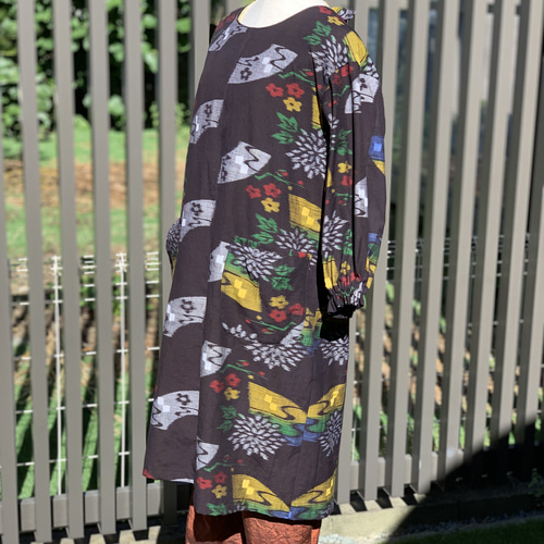 着物リメイク❤️綿紬の割烹着送料無料 ワンピース MuuToki 通販