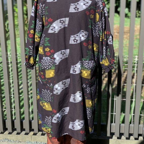 着物リメイク❤️綿紬の割烹着送料無料 ワンピース MuuToki 通販