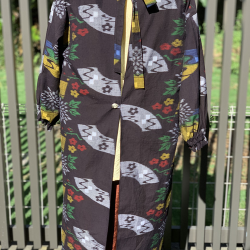 着物リメイク❤️綿紬の割烹着送料無料 ワンピース MuuToki 通販