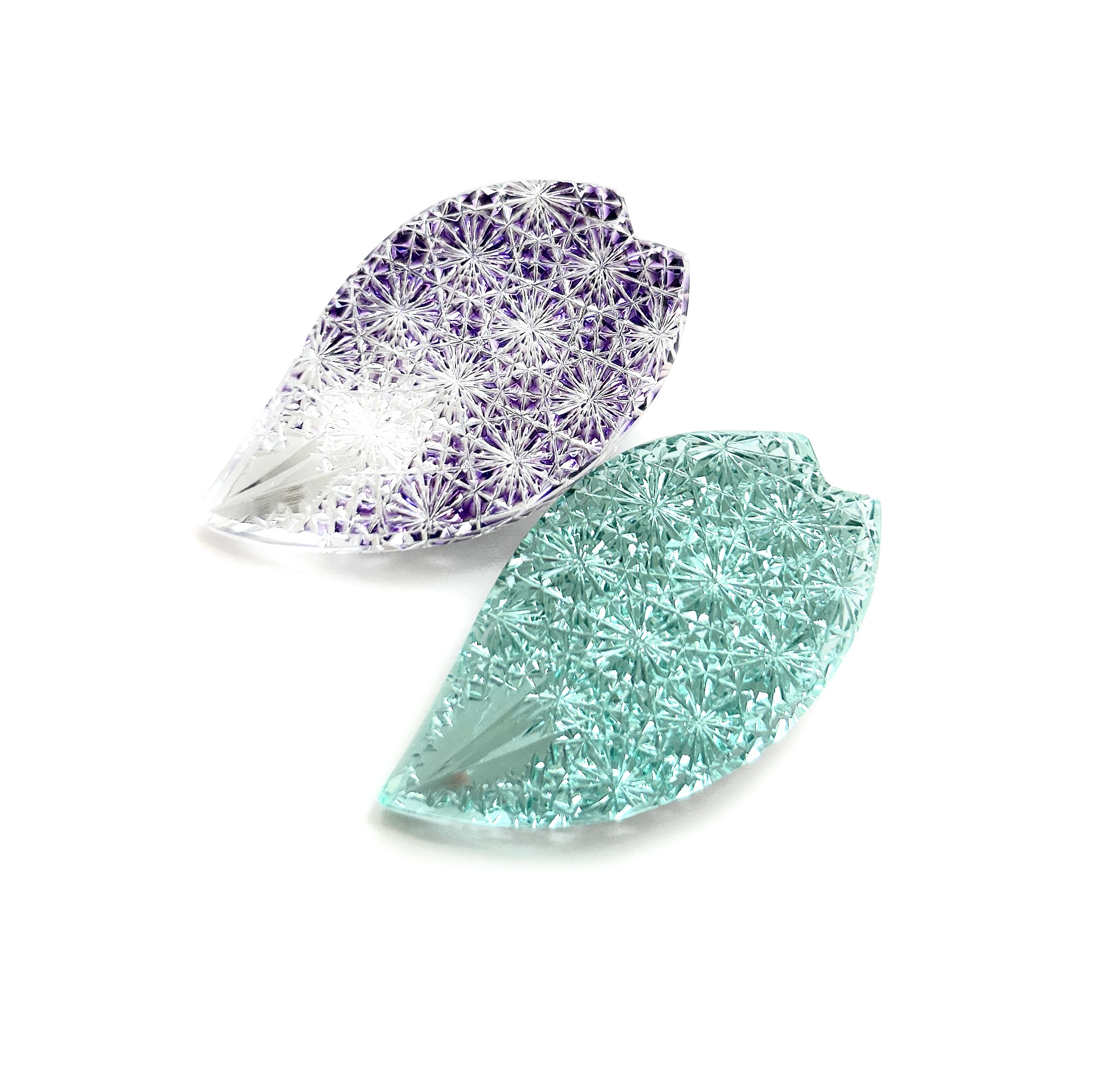 東京切子ブローチ　コノハナサクヤヒメ　ピーコックグリーン