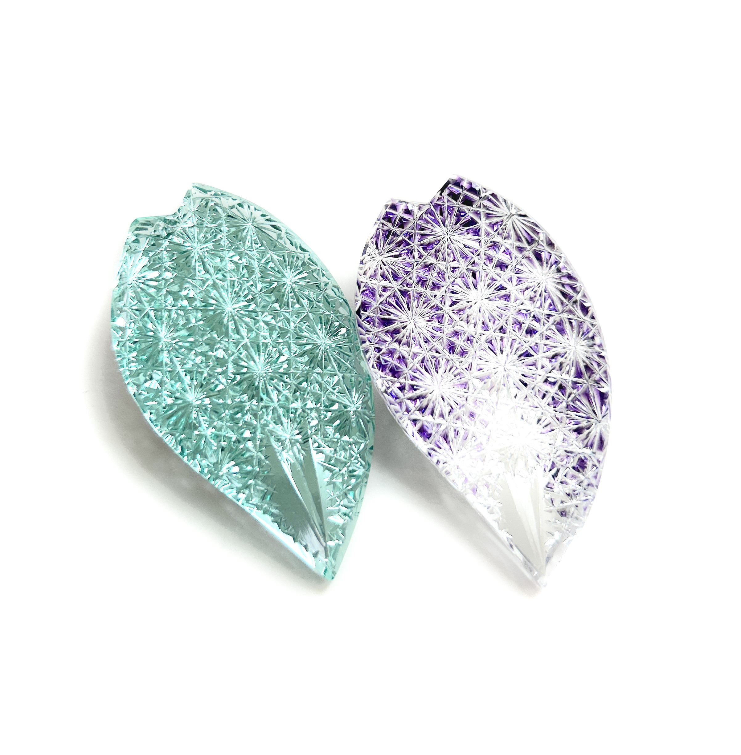 東京切子ブローチ　コノハナサクヤヒメ　ピーコックグリーン