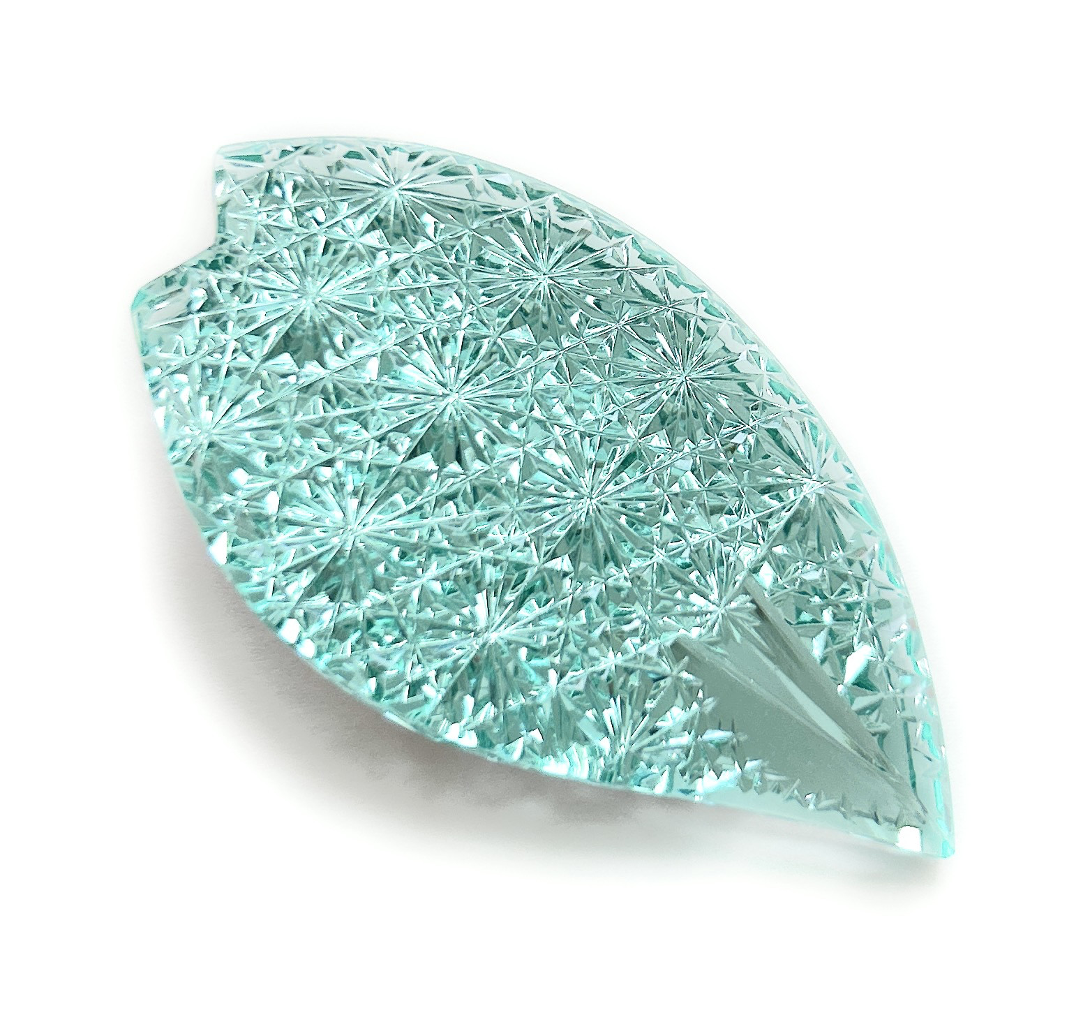 東京切子ブローチ　コノハナサクヤヒメ　ピーコックグリーン