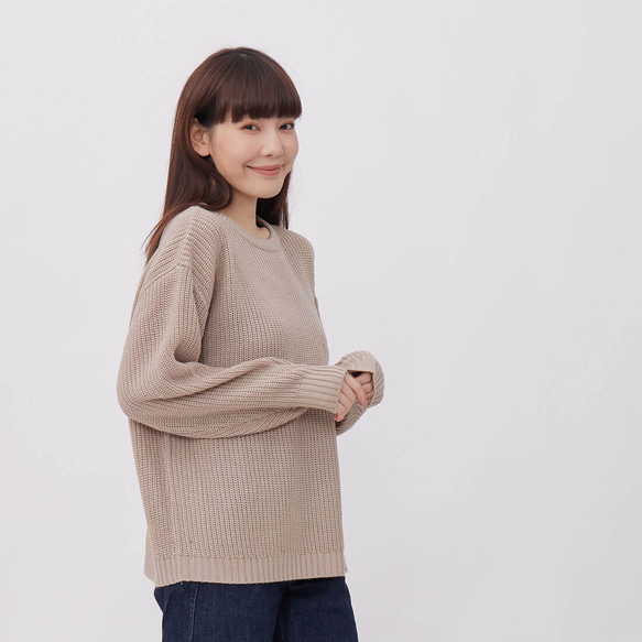 Rebecca Round Neck Knitwear Top/ Beige 2枚目の画像