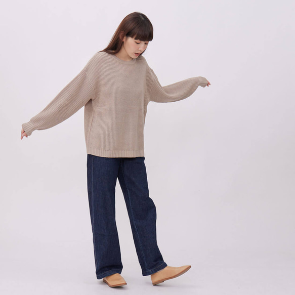 Rebecca Round Neck Knitwear Top/ Beige 4枚目の画像