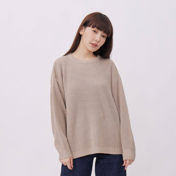 Rebecca Round Neck Knitwear Top/ Beige 1枚目の画像