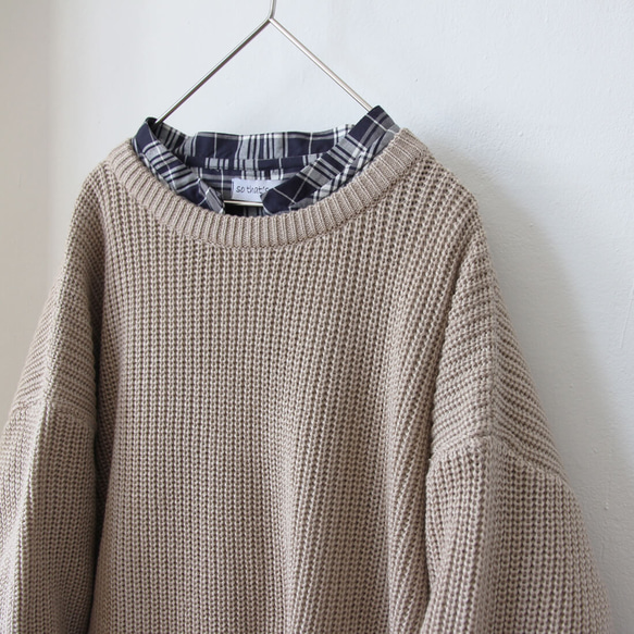 Rebecca Round Neck Knitwear Top/ Beige 14枚目の画像