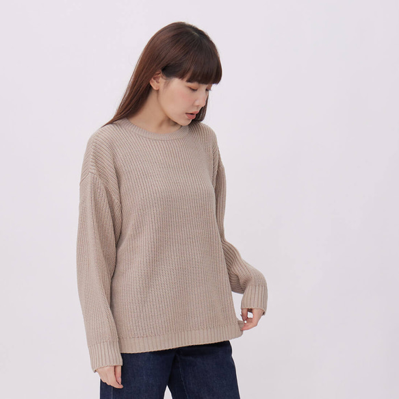 Rebecca Round Neck Knitwear Top/ Beige 6枚目の画像