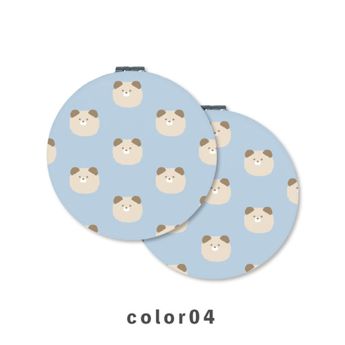くま クマ 韓国風 動物 総柄 イラスト コンパクトミラー 折りたたみ