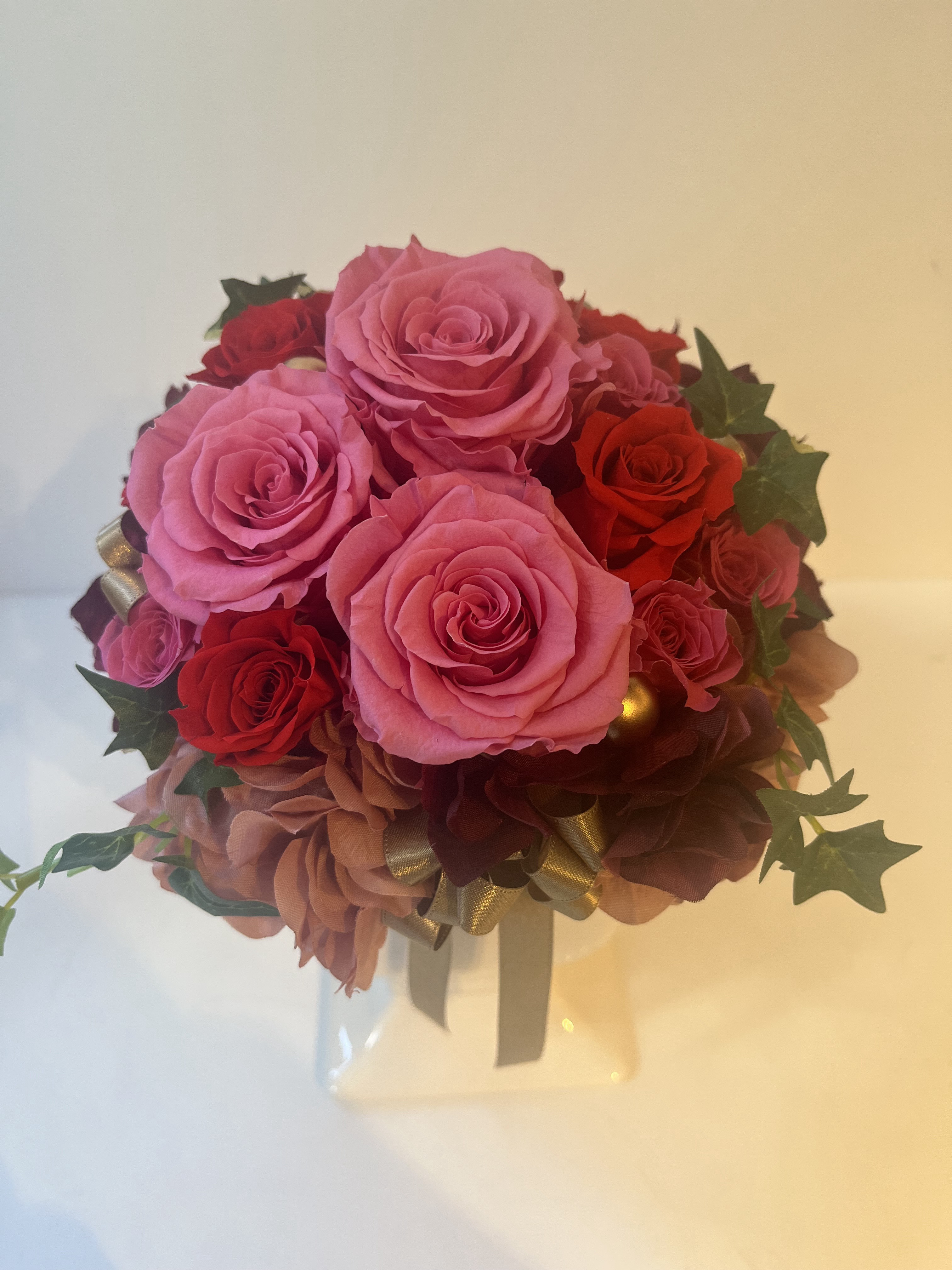 プリザーブドフラワーアレンジピンク薔薇