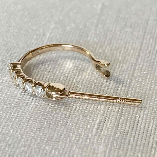 天然ダイヤモンド ハーフエタニティピアス】イエローゴールド K10刻印