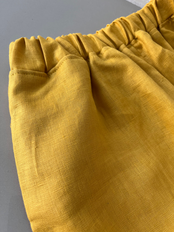 春に向けてミモザ色　　黄色　ゆったりワイドパンツ　一枚でゆったりリネンワイドパンツ　P750 12枚目の画像