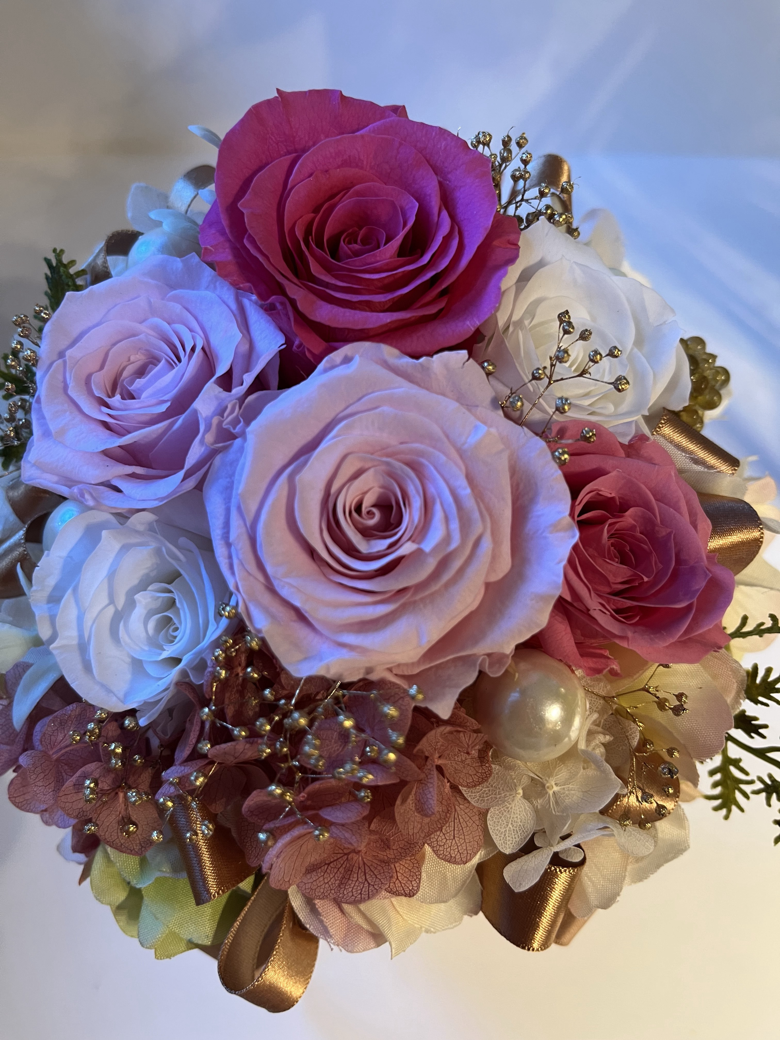 プリザーブドフラワーピンクアレンジ