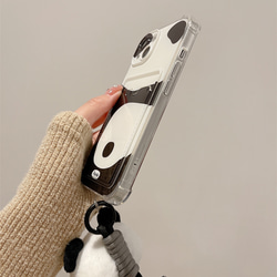 スマホケース　ストラップ付き　iPhoneケース カード収納　もふもふ　パンダ　かわいい　 4枚目の画像