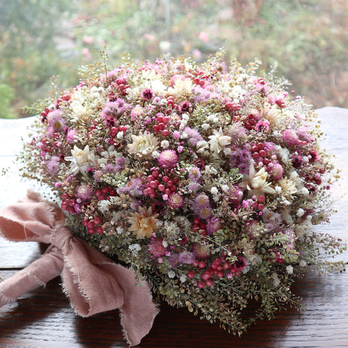 専用＊迎春2024 プロテア&コットン   正月飾り(ドライ) プロテアとピンクペッパーのお正月飾り 迎春2024 プロテア&コットン