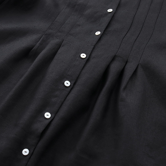 亞麻 2way 褶邊洋裝 (黑色) OP13 第16張的照片