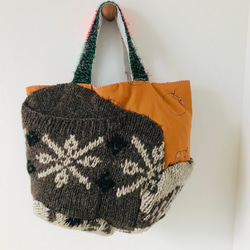 Bag   手縫いのバッグ　  一点もの　布製　スローファッション　ハンドメイド　1939 3枚目の画像