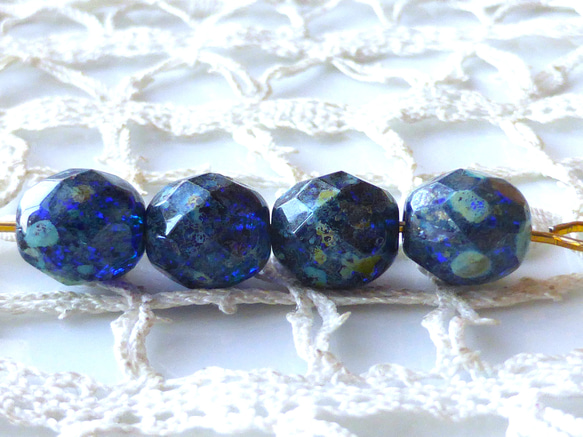 FP ラピスブルー　チェコビーズCzech Glass Beads4個 1枚目の画像