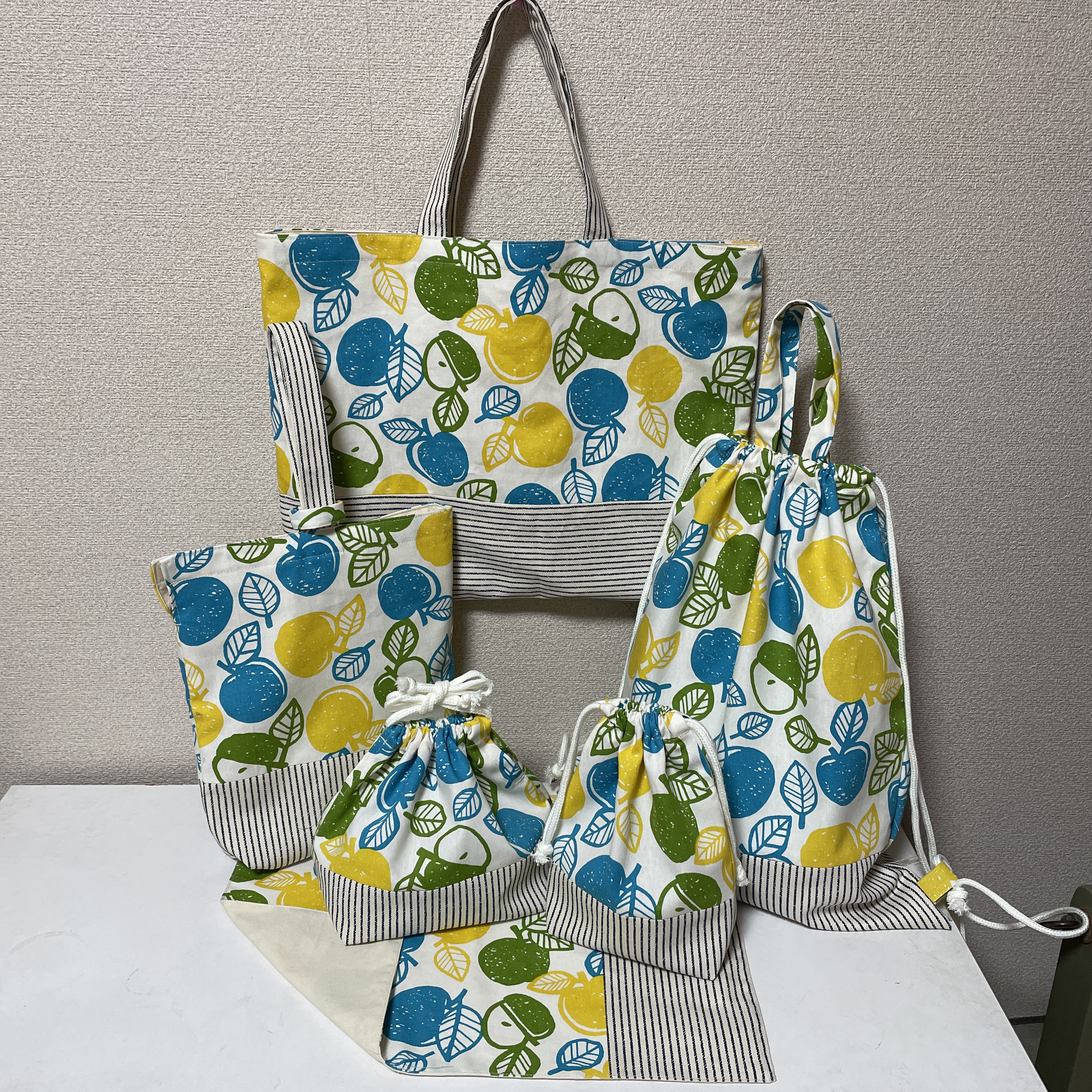 通園通学 入園入学 6点セット(レッスンバッグ・シューズバッグ・ナップサック･お弁当袋･コップ袋･ランチョンマット)北欧