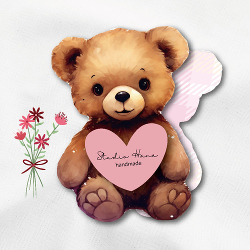 業者印刷 ◇ テディベア セミオーダー ショップカード 名刺 メッセージ  